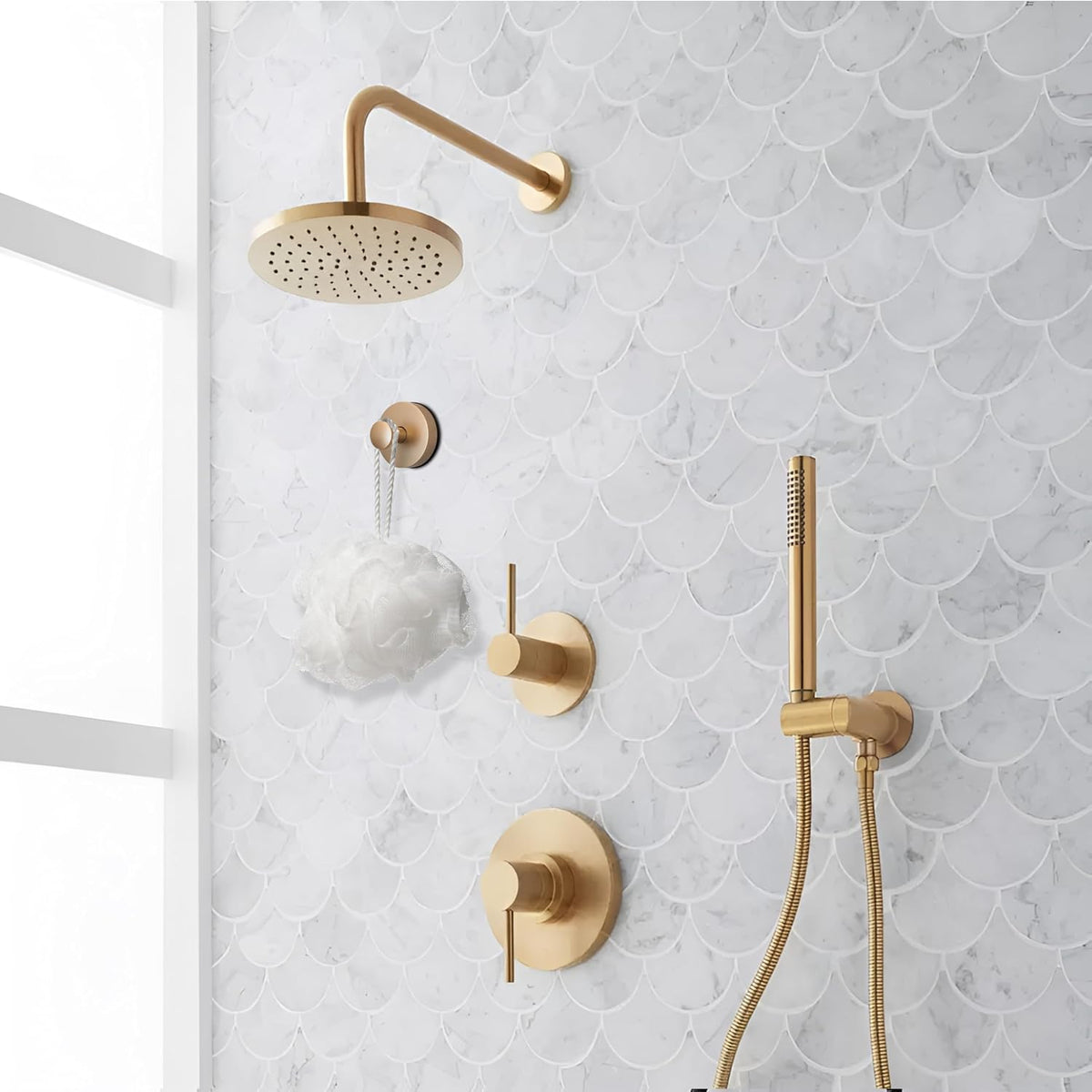 Suction Cup Hooks for Shower, Bathroom, Glass Door, Mirror, Tile - Loofah, Towel, Coat, Robe for Hanging up to 15 lbs – Brushed Gold, Matte Chrome Nickel, Black - 2 pack (Brushed Gold)