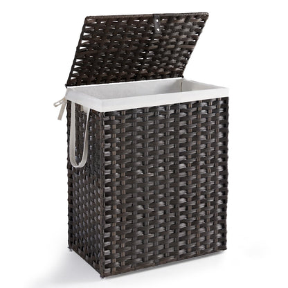 DUMOS Laundry Basket with Lid, 65L Wicker Laundry Hampers, Goose Yellow