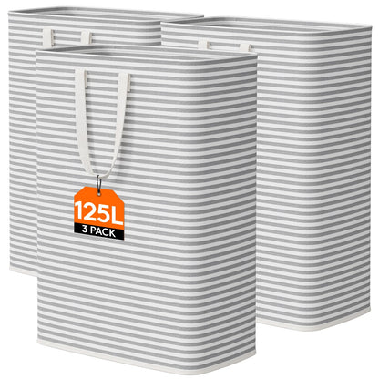 Lifewit 80L Large Laundry Baskets, Laundry Hampers Bags, 2 Pack, Grey