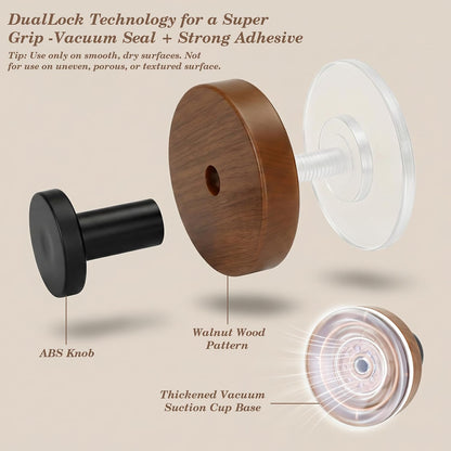 Suction Cup Hooks for Shower, No Drill Adhesive Rustic Bathroom Towel Hooks