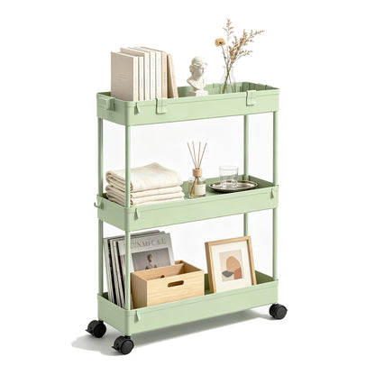 2 Pack 3 Tier Slim Storage Cart, Bathroom Rolling Utility Organizer