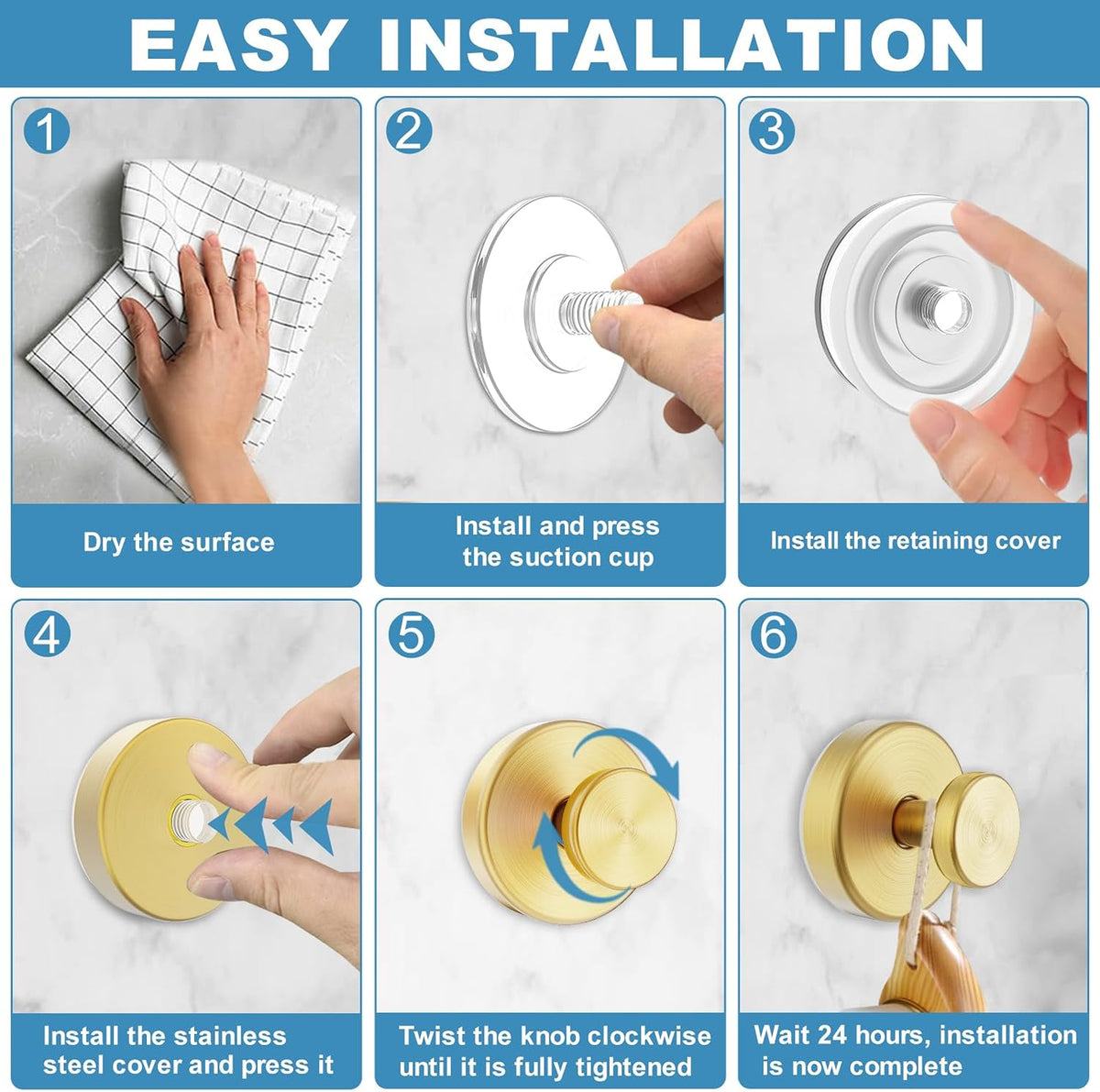 Vacuum Suction Cup Hooks for Shower, Shower Hooks for Inside Shower Glass Window, Mirror, No Drill Towel Hooks for Bathrooms, Bath Robe Coat Looafh Wreath Hook for Hanging - 2 Pack, Gold