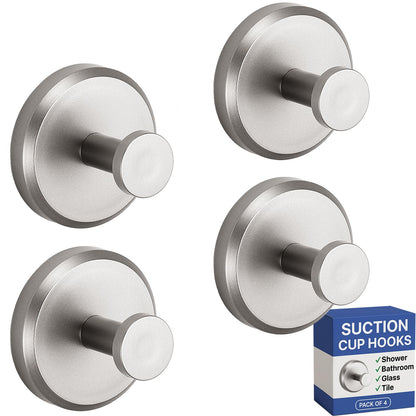 HOME SO Suction Cup Hooks for Shower & Bathroom Towel Holder 2-Pack Chrome