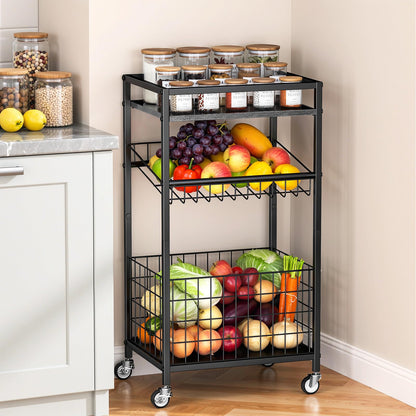 6 Tier Slim Storage Cart, Narrow Rolling Cart with Wheels, 6in(W)