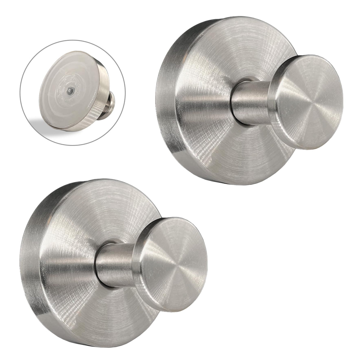 Suction Cup Hooks for Shower - 2 Pack, Bronze - Stainless Steel, Strong Suction, No Drill, Removable Hanger, Tile Bathroom Kitchen Wall, Glass Door, Mirror Hook Hanging Robe, Towel Holder