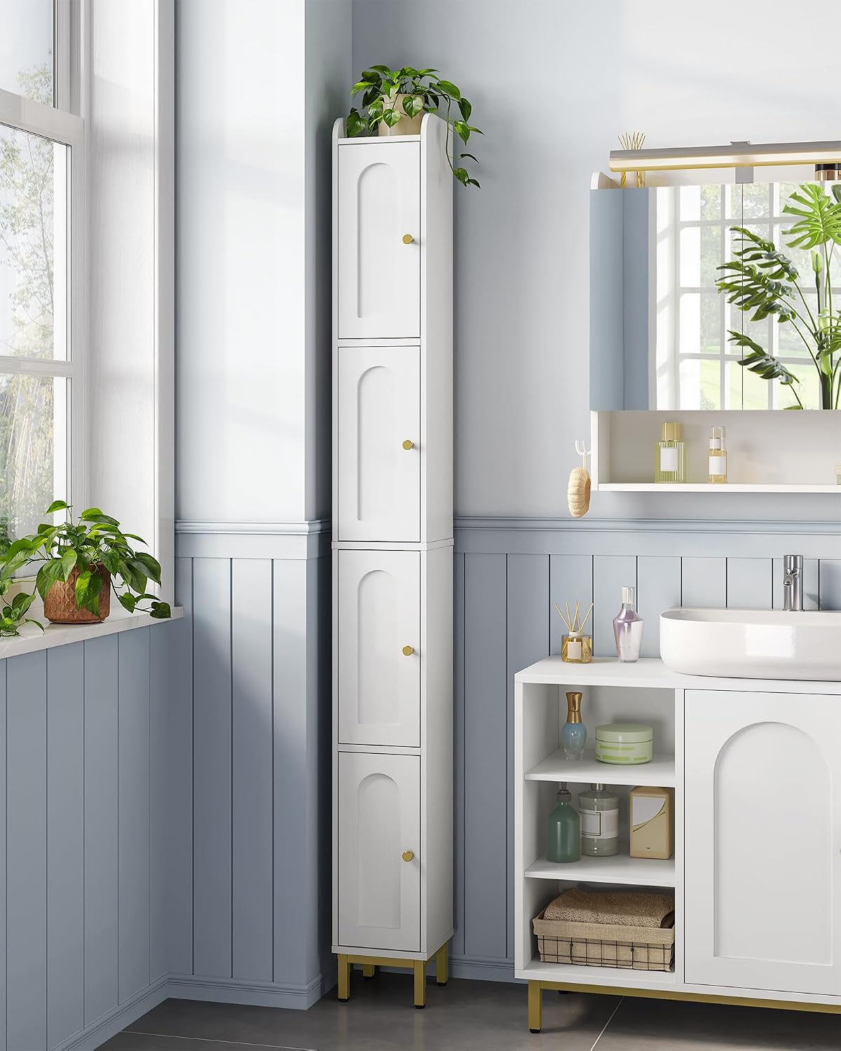 Hzuaneri 4-Tier Narrow Tall Storage Cabinet