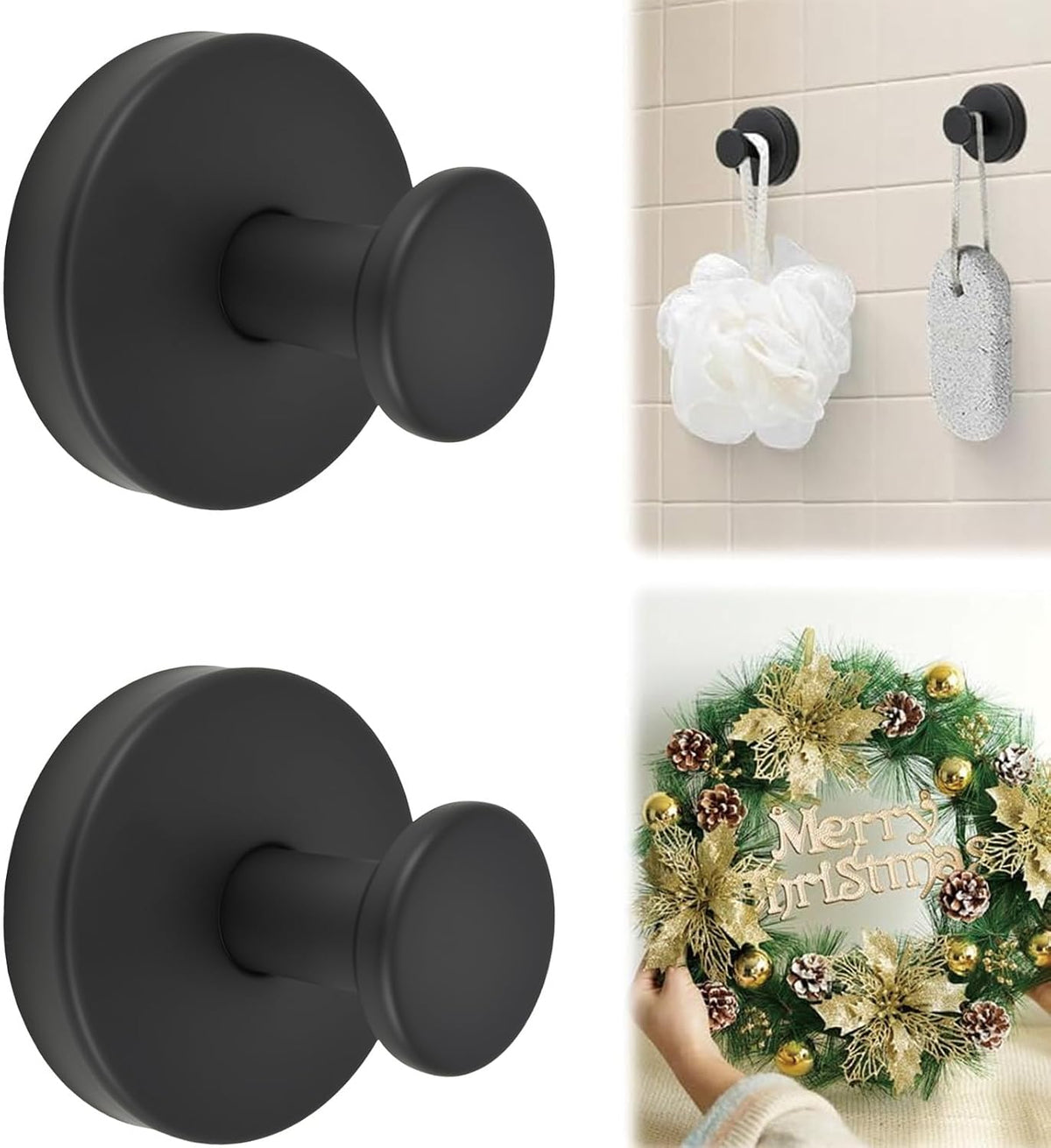 Suction Cup Hooks, 2 Pack Wreath Hangers for Front Door