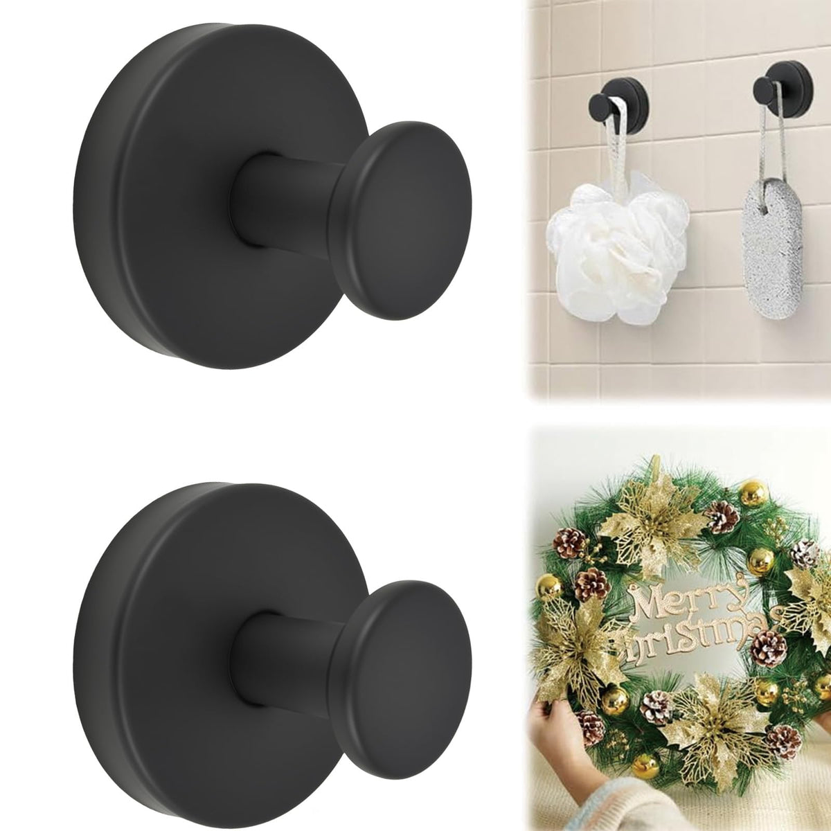 Suction Cup Hooks, 2 Pack Wreath Hangers for Front Door