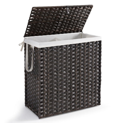 DUMOS Laundry Basket with Lid, 65L Wicker Laundry Hampers, Goose Yellow