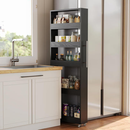 63-Inch Slim Storage Cart on Wheels, 5-Tier Tall Mobile Shelf Organizer