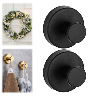 Suction Cup Hooks for Wreaths on Glass, Model No-Drill Suction Cup Hooks, Wreath Hangers for Front Doors, Metal Towel Hooks for Showers Bathrooms Mirrors(Black 1pcs)