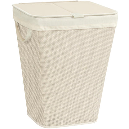 STORAGE MANIAC 90L Laundry Hamper with Lid Laundry Basket, Rattan Beige