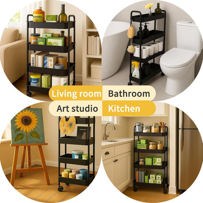 ShellKingdom 4 Tier Bathroom Storage Organizer, Slim Rolling Storage Cart