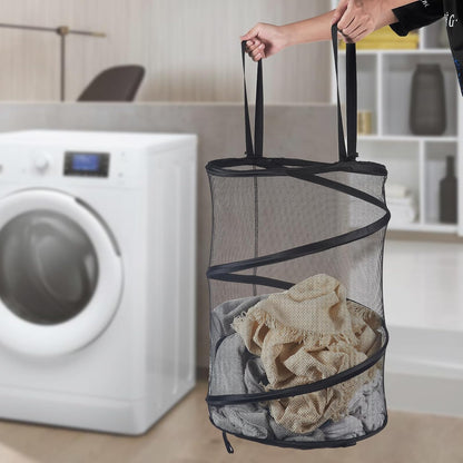 Seiritex Mesh Popup Laundry Hamper 115L Foldable Laundry Basket Extra Large Capacity Collapsible Clothing Storage Basket with Handles 26 H x 18 W x 18 L (Black)