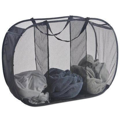 Seiritex Mesh Popup Laundry Hamper 115L Foldable Laundry Basket Extra Large Capacity Collapsible Clothing Storage Basket with Handles 26 H x 18 W x 18 L (Black)