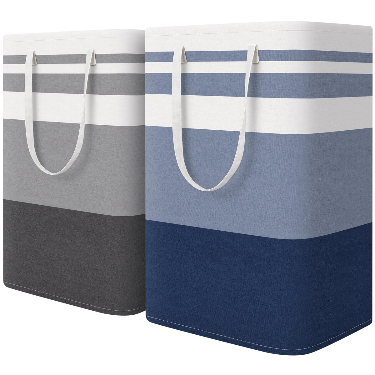 HomeHacks 2 Pack Large Laundry Baskets, Laundry Hampers Bags (Blue 75Lx2)
