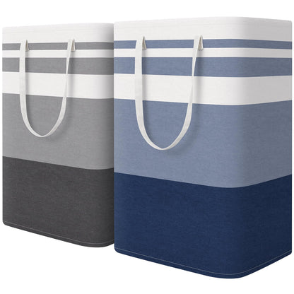 HomeHacks 2 Pack Large Laundry Baskets, Laundry Hampers Bags (Blue 75Lx2)