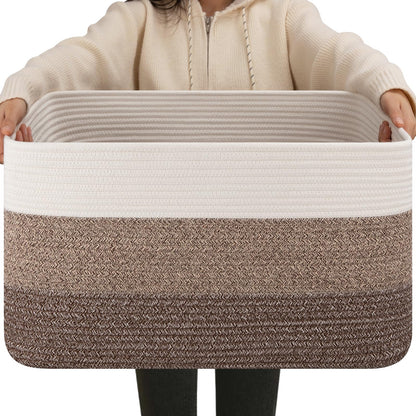 OIAHOMY Blanket Basket Laundry Basket Dog Toy Basket 75L Gradient Brown