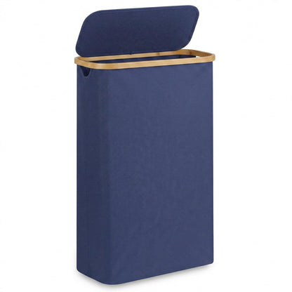 Slim Laundry Hamper,Narrow laundry Hamper with Lid,60L Hamper for Laundry,Dirty Cloth Hamper with Bamboo Handle for Towels, Clothes Organizing,Beige
