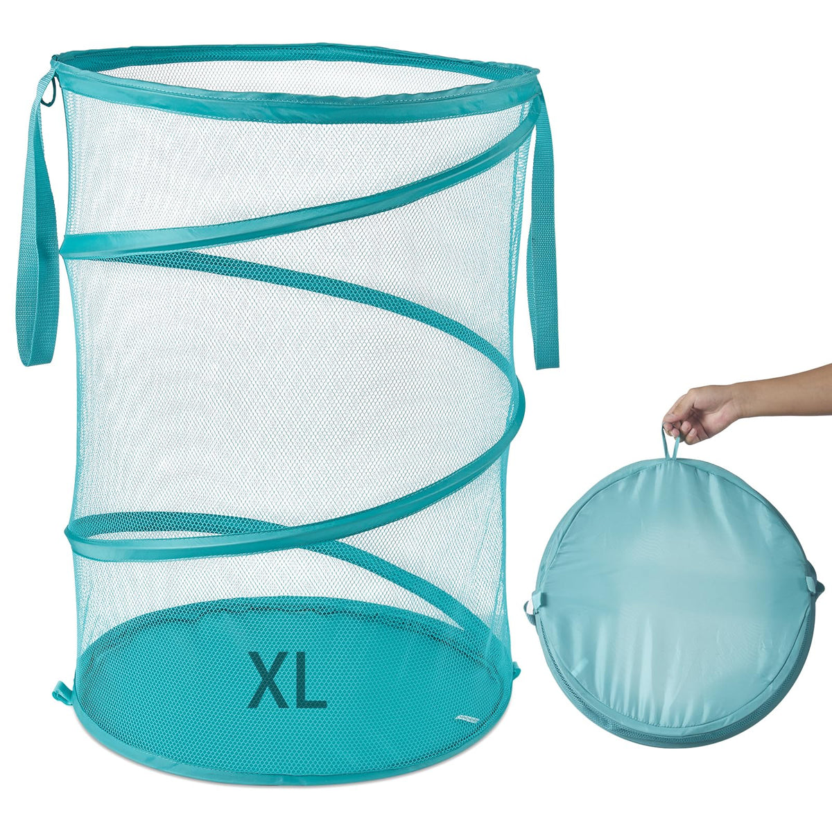 Seiritex Mesh Popup Laundry Hamper 115L Foldable Laundry Basket Extra Large Capacity Collapsible Clothing Storage Basket with Handles 26 H x 18 W x 18 L (Black)