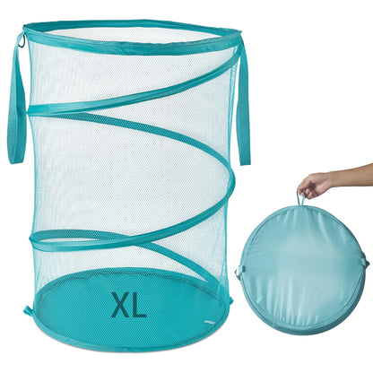 Seiritex Mesh Popup Laundry Hamper 115L Foldable Laundry Basket Extra Large Capacity Collapsible Clothing Storage Basket with Handles 26 H x 18 W x 18 L (Black)