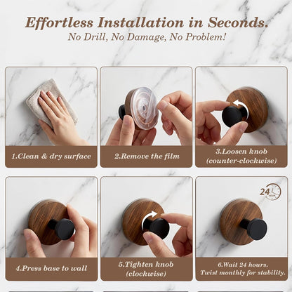 Suction Cup Hooks for Shower, No Drill Adhesive Rustic Bathroom Towel Hooks