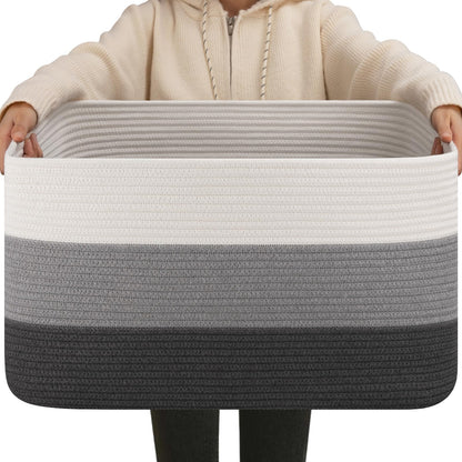 OIAHOMY Blanket Basket Laundry Basket Dog Toy Basket 75L Gradient Brown