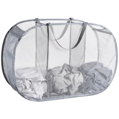 Seiritex Mesh Popup Laundry Hamper 115L Foldable Laundry Basket Extra Large Capacity Collapsible Clothing Storage Basket with Handles 26 H x 18 W x 18 L (Black)
