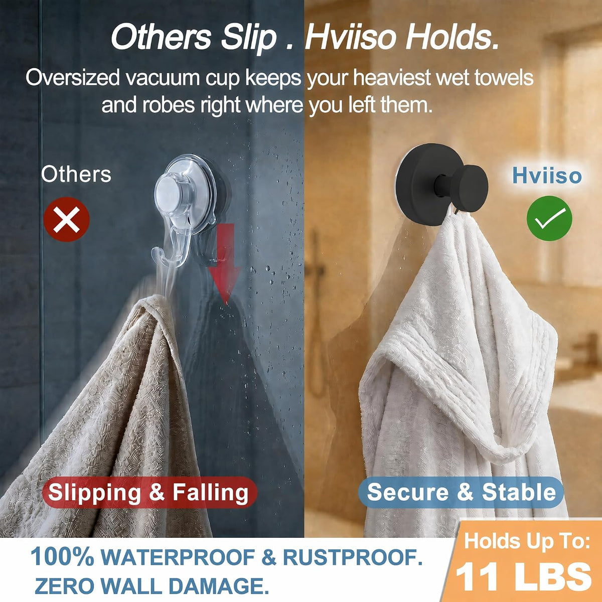 Vacuum Suction Cup Hooks for Shower, Shower Hooks for Inside Shower