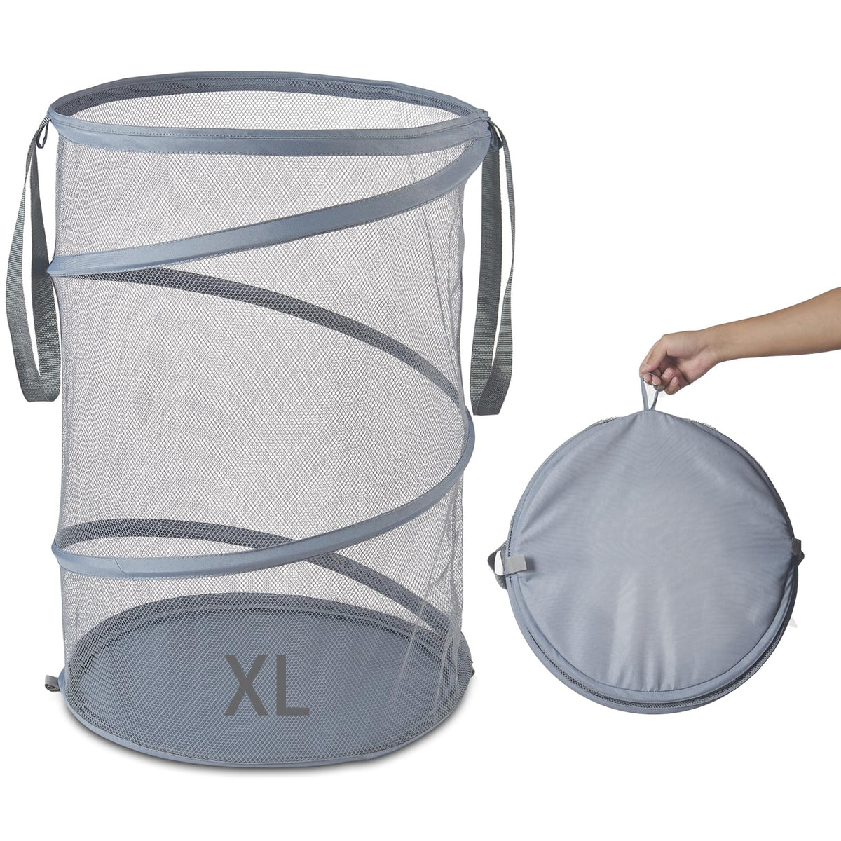 Seiritex Mesh Popup Laundry Hamper 115L Foldable Laundry Basket Extra Large Capacity Collapsible Clothing Storage Basket with Handles 26 H x 18 W x 18 L (Black)
