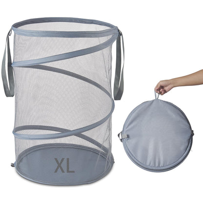 Seiritex Mesh Popup Laundry Hamper 115L Foldable Laundry Basket Extra Large Capacity Collapsible Clothing Storage Basket with Handles 26 H x 18 W x 18 L (Black)