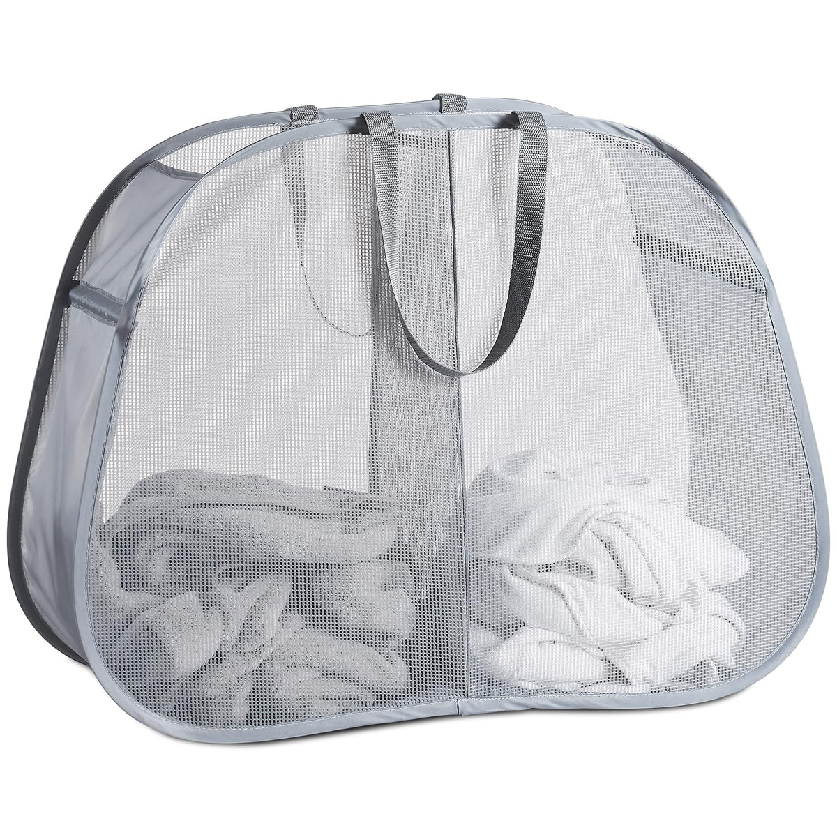 Seiritex Mesh Popup Laundry Hamper 115L Foldable Laundry Basket Extra Large Capacity Collapsible Clothing Storage Basket with Handles 26 H x 18 W x 18 L (Black)