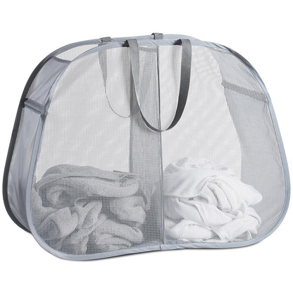 Seiritex Mesh Popup Laundry Hamper 115L Foldable Laundry Basket Extra Large Capacity Collapsible Clothing Storage Basket with Handles 26 H x 18 W x 18 L (Black)