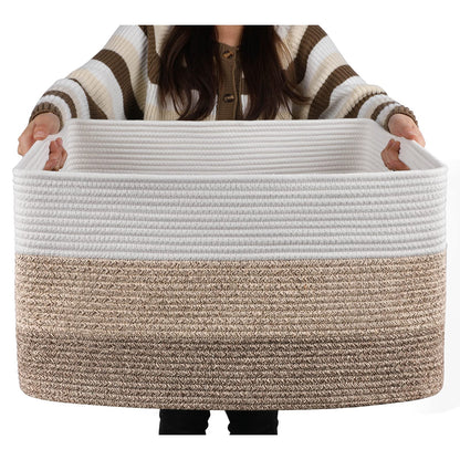 OIAHOMY Blanket Basket Laundry Basket Dog Toy Basket 75L Gradient Brown
