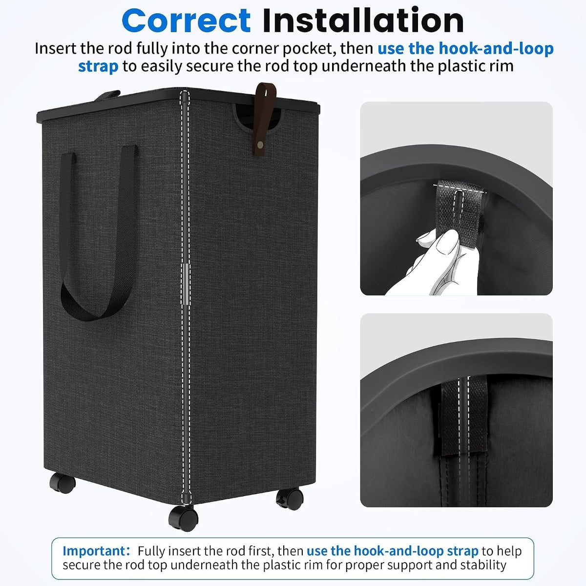 Laundry Basket with 5 Wheels, Rolling Laundry Hamper, 75L, Deep Gray