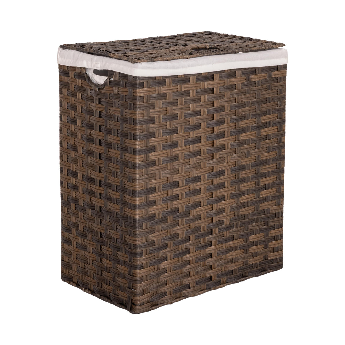 Seville Classics Premium Handwoven Portable Laundry Bin Basket with Carrying Handles, Household Storage for Clothes, Linens, Sheets, Mocha Brown, Oval Hamper